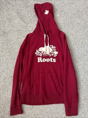 Roots Women's Maroon Hoodie with White Beaver Logo